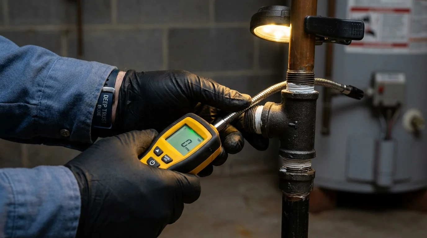 Gas leak detection with electronic sniffer by Johns Plumbing LLC in Corte Madera